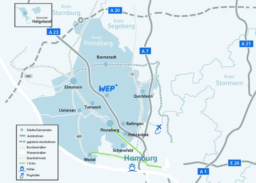 Regionalkarte Kreis Pinneberg